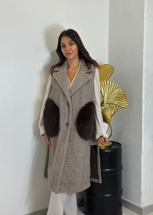 Gilet spigato double-face