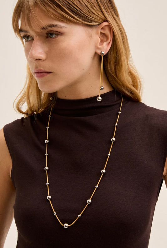 COLLANA LUNGA SFERE ACC.INO. ORO\ARGENTO