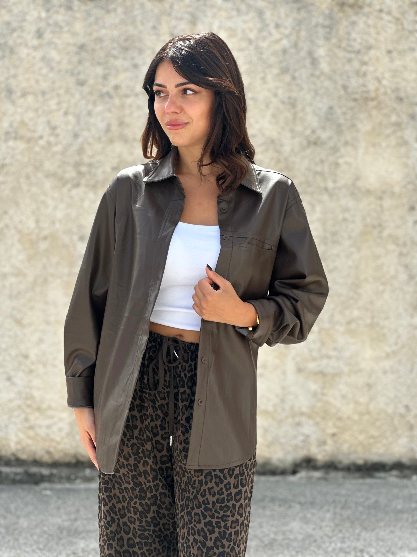 Overshirt in ecopelle